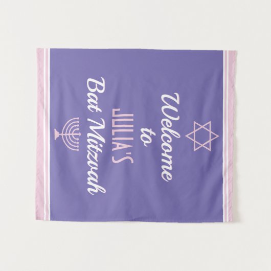 Aangepaste welkom voor Bat Mitzvah Wandkleed (Voorkant (horizontaal))