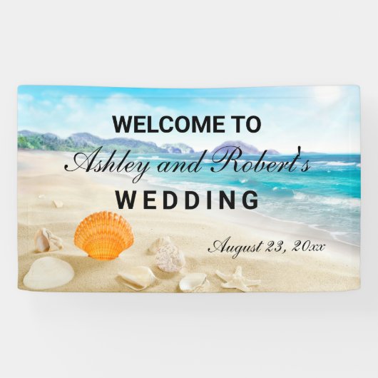 Aangepaste Welkomstbanner voor Beach Weddenschap Spandoek (Horizontaal)