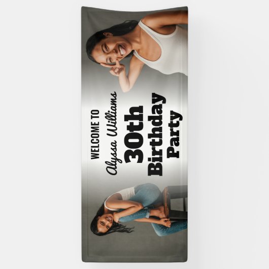 Aangepaste welkomstbord 30e verjaardag foto banner (Verticaal)