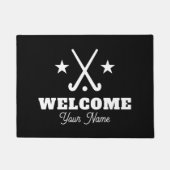 Aangepaste welkomstdeurmat met hockeysticks deurmat (Voorkant)