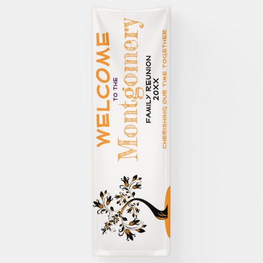 Aangepaste welkomstgezinshereniging Moderne Oranje Spandoek (Verticaal)