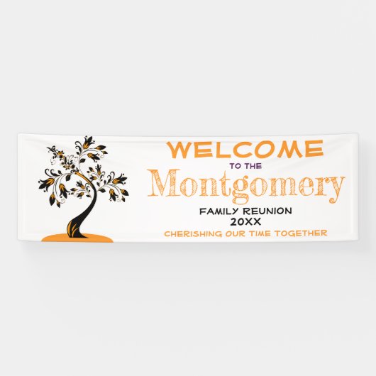 Aangepaste welkomstgezinshereniging Moderne Oranje Spandoek (Horizontaal)