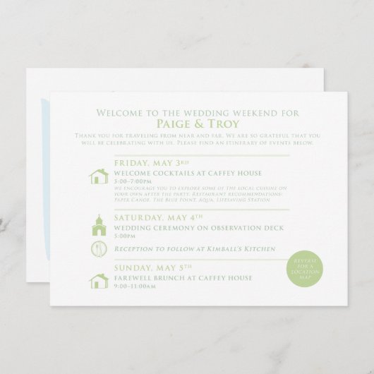 Aangepaste welkomstkaart voor de bruiloft van ANNE Informatiekaartje (Voorkant / Achterkant)