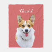 Aangepaste Welsh Corgi Dog gepersonaliseerde teken Fleece Deken (Voorkant)
