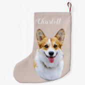Aangepaste Welsh Corgi Dog gepersonaliseerde teken Kleine Kerstsok (Achterkant)