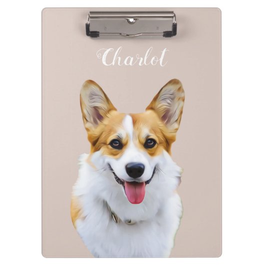 Aangepaste Welsh Corgi Dog gepersonaliseerde teken Klembord (Voorkant)