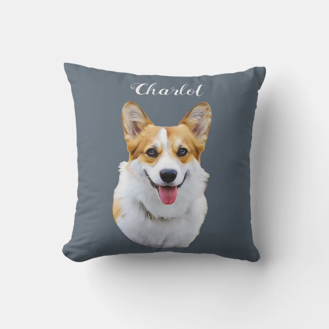 Aangepaste Welsh Corgi Dog gepersonaliseerde teken Kussen (Voorkant)