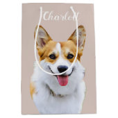 Aangepaste Welsh Corgi Dog gepersonaliseerde teken Medium Cadeauzakje (Voorkant)