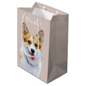 Aangepaste Welsh Corgi Dog gepersonaliseerde teken Medium Cadeauzakje (Achterkant Gekanteld)