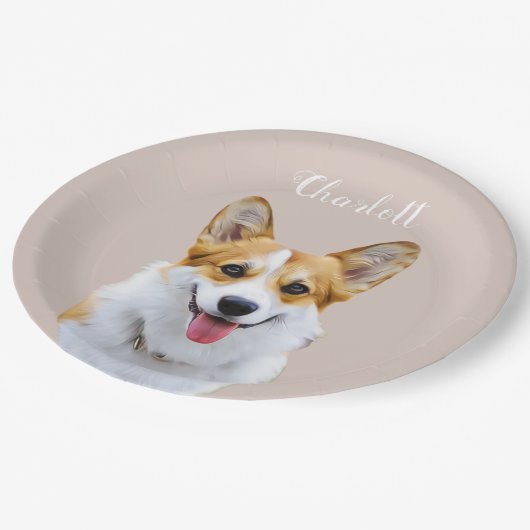 Aangepaste Welsh Corgi Dog gepersonaliseerde teken Papieren Bordje (Gekanteld)