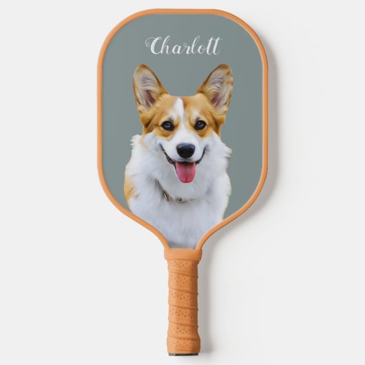 Aangepaste Welsh Corgi Dog gepersonaliseerde teken Pickleball Paddle (Voorkant)