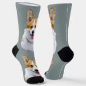 Aangepaste Welsh Corgi Dog gepersonaliseerde teken Sokken (Gebogen)