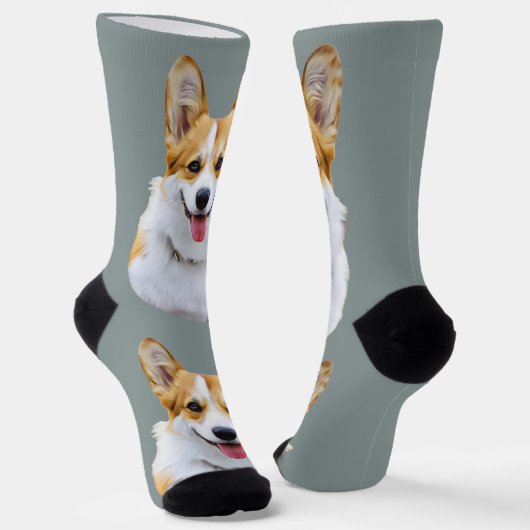 Aangepaste Welsh Corgi Dog gepersonaliseerde teken Sokken (Gebogen)
