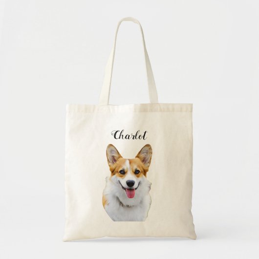 Aangepaste Welsh Corgi Dog gepersonaliseerde teken Tote Bag (Voorkant)