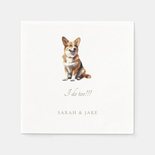 Aangepaste Welsh Corgi Pet Wedding Servet (Voorkant)