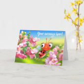 Aangepaste wenskaart Lieveheersbeestje & vriendeli Kaart (Gele Bloem)