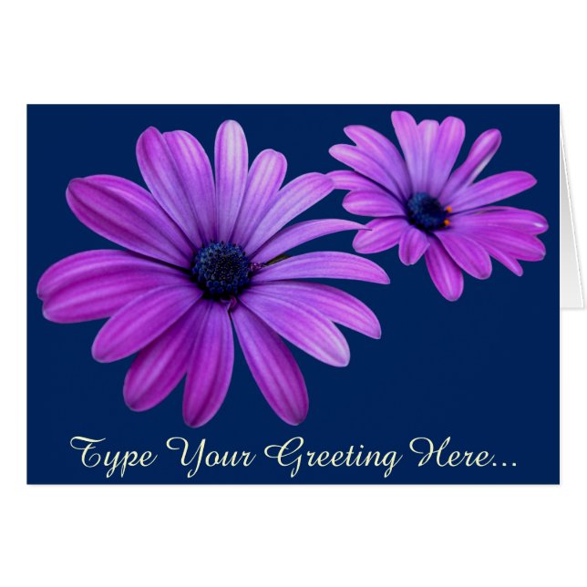 Aangepaste Wenskaarten voor Daisy Card Blue Flower (Voorkant Horizontaal)