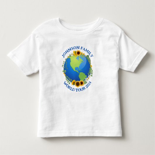 Aangepaste Wereld Reizen Zonnebloemen Aarde Schatt Kinder Shirts (Voorkant)