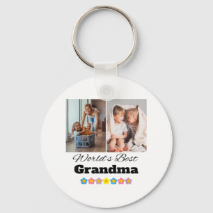 Aangepaste werelden Beste Oma Foto - Personaliseer Sleutelhanger