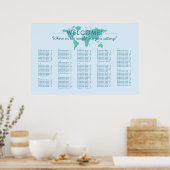 Aangepaste Wereldkaart reisthema's voor kleurenwee Poster (Keuken)