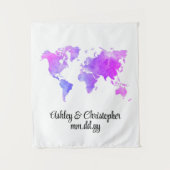 Aangepaste Wereldkaart Wedding Photo Booth Welkom  Wandkleed (Voorkant)