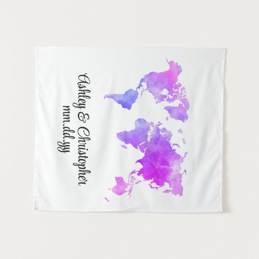 Aangepaste Wereldkaart Wedding Photo Booth Welkom  Wandkleed (Voorkant (horizontaal))