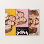 Aangepaste Werelds Beste Moeder Cute Roze Hart 3 F Legpuzzel (Horizontaal)