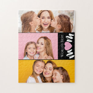 Aangepaste Werelds Beste Moeder Cute Roze Hart 3 F Legpuzzel