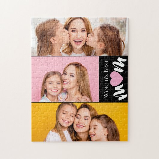 Aangepaste Werelds Beste Moeder Cute Roze Hart 3 F Legpuzzel (Verticaal)
