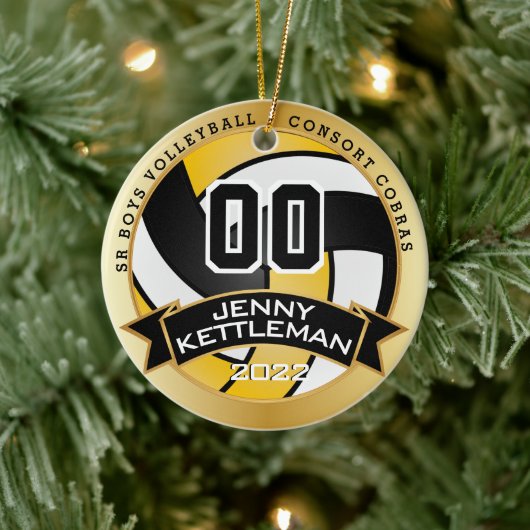 Aangepaste wereldspeler - Geel Keramisch Ornament (Boom)