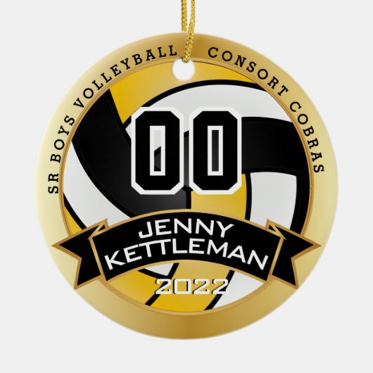 Aangepaste wereldspeler - Geel Keramisch Ornament (Voorkant)