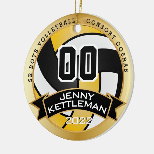 Aangepaste wereldspeler - Geel Keramisch Ornament (Links)