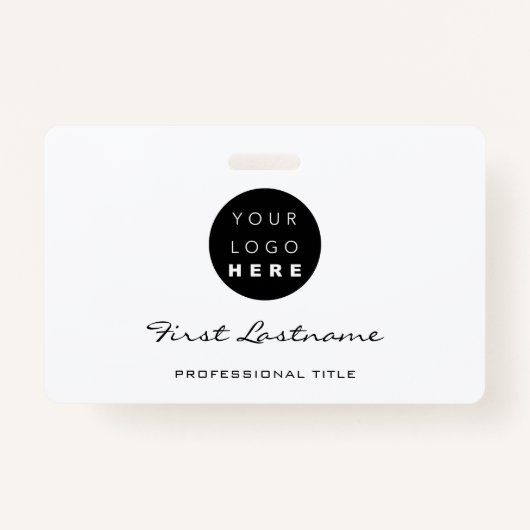 Aangepaste Werkbalk Code Logo Naam zwart wit Badge (Voorkant)