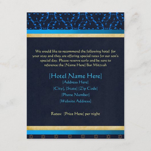 Aangepaste werkbalk Mitzvah-kaarten Informatiekaartje (Voorkant)