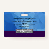 Aangepaste werknemer badge met foto, barcode, Logo (Achterkant)