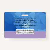 Aangepaste werknemer badge met foto, barcode, Logo (Achterkant)
