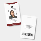 Aangepaste werknemer BedrijfsLogo Foto-ID Badge (Voor- en achterkant)