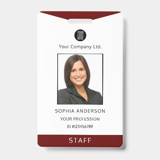 Aangepaste werknemer BedrijfsLogo Foto-ID Badge (Voorkant)