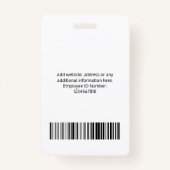 Aangepaste werknemer BedrijfsLogo Foto-ID Badge (Achterkant)