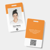 Aangepaste Werknemer enorme Foto Qr Bar Code Logo Badge (Voor- en achterkant)