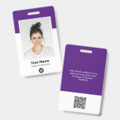 Aangepaste Werknemer enorme Foto Qr Bar Code Logo  Badge (Voor- en achterkant)