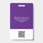 Aangepaste Werknemer enorme Foto Qr Bar Code Logo  Badge (Achterkant)