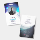 Aangepaste werknemer -Foto, Adres, Logo, Naam, Tel Badge (Voor- en achterkant)