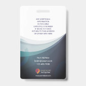 Aangepaste werknemer -Foto, Adres, Logo, Naam, Tel Badge (Achterkant)