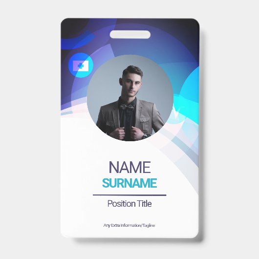 Aangepaste werknemer -Foto, Adres, Logo, Naam, Tel Badge (Voorzijde)