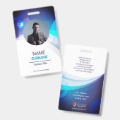 Aangepaste werknemer -Foto, Adres, Logo, Naam, Tel Badge (Voor- en achterkant)