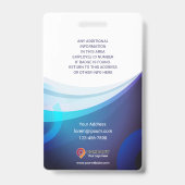 Aangepaste werknemer -Foto, Adres, Logo, Naam, Tel Badge (Achterkant)