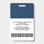 Aangepaste Werknemer - Foto, Bar Code, Logo, Naam Badge (Achterkant)