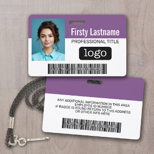 Aangepaste Werknemer - Foto, Bar Code, Logo, Naam Badge