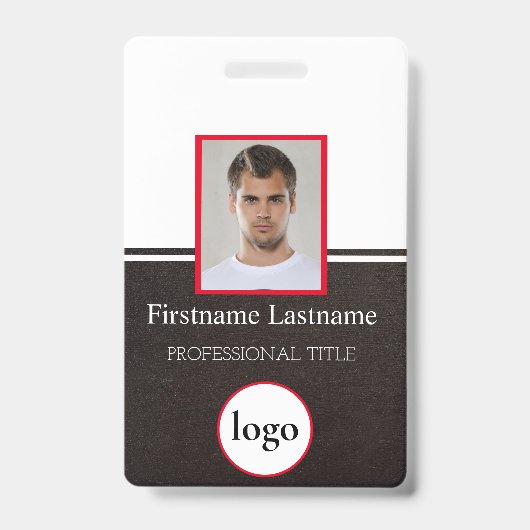 Aangepaste Werknemer - Foto, Bar Code, Logo, Naam  Badge (Voorkant)